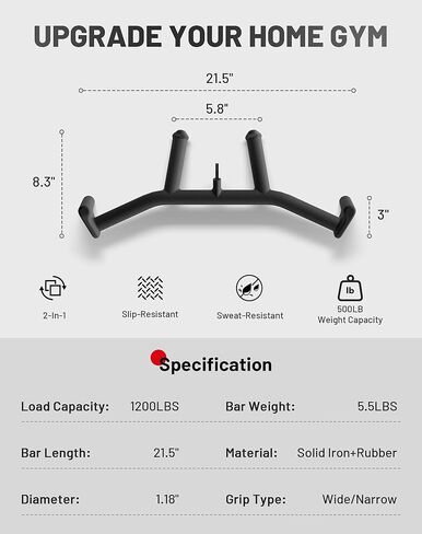 Mikolo 2-in-1 Lat Pulldown Bar, Narrow and Wide Grip Lat Pull Down Attachments for Home Gym,Neutral Grip Cable Machine Attachments for Back and Upper Body Training in Kuwait