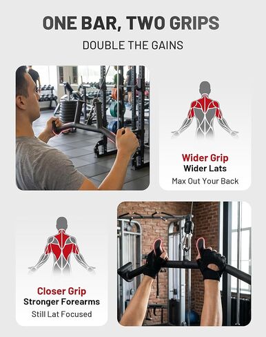 Mikolo 2-in-1 Lat Pulldown Bar, Narrow and Wide Grip Lat Pull Down Attachments for Home Gym,Neutral Grip Cable Machine Attachments for Back and Upper Body Training in Kuwait