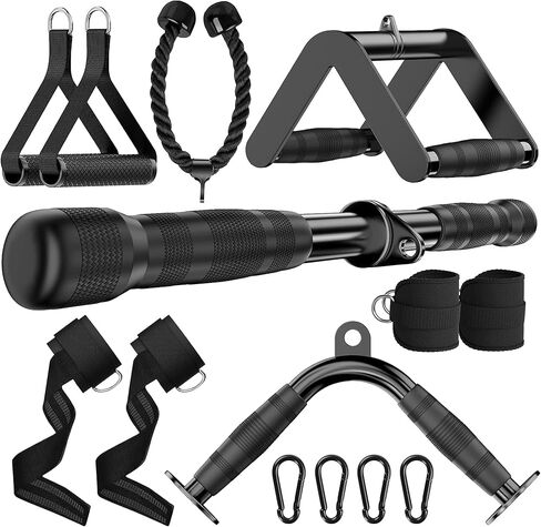 Houseables Cable Machine Attachment, Cable Attachments for Gym, Pull Down Bar, Lat Pulldown, Weight Machine Accessories, Gym Equipment Accessories, Triceps Rope, V Bar, D, Exercise Handles, Workout in Saudi Arabia