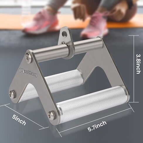 Dual D-Row Handle Stainless Steel Body with Aluminum Grips - Heavy-Duty 880 lb. Cable Attachment for Home Gyms, Universal V-bar pulldown Attachment for Ligament Workouts and Weight Training in Saudi Arabia