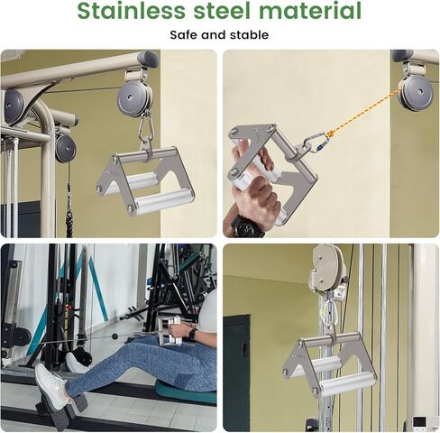 Dual D-Row Handle Stainless Steel Body with Aluminum Grips - Heavy-Duty 880 lb. Cable Attachment for Home Gyms, Universal V-bar pulldown Attachment for Ligament Workouts and Weight Training in Saudi Arabia