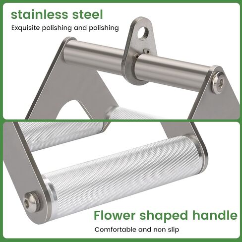 Dual D-Row Handle Stainless Steel Body with Aluminum Grips - Heavy-Duty 880 lb. Cable Attachment for Home Gyms, Universal V-bar pulldown Attachment for Ligament Workouts and Weight Training in Saudi Arabia