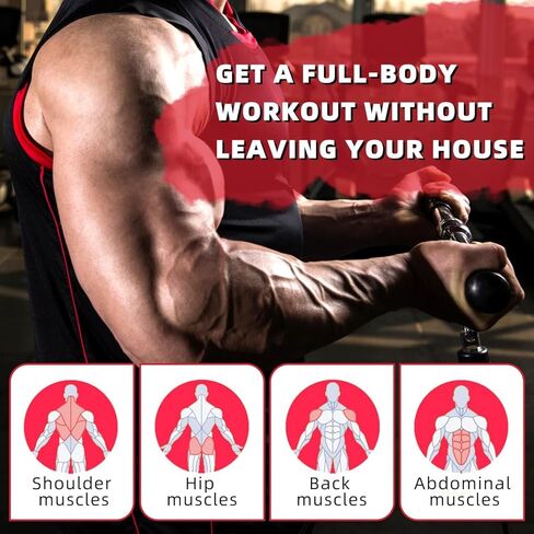 LAT Bar Cable Attachment with Rubber Handgrips, Deluxe Heavy Duty Solid Curl Bar Revolving Hanger Home Gym Cable Attachments (White 35.5inch Set) in Kuwait