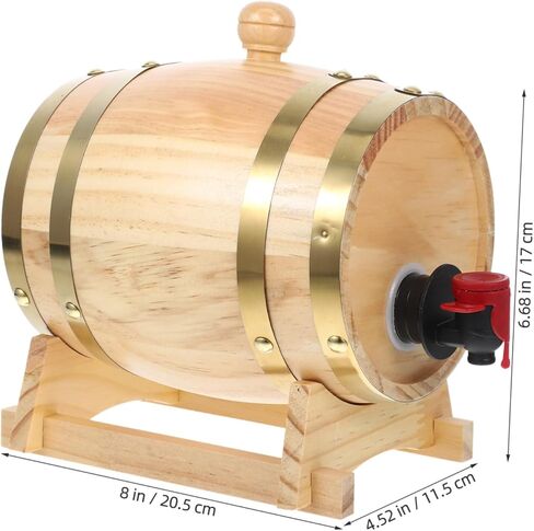 Cabilock Wooden Wine Barrel 0.8L Decorative Aging Barrel for Home Use for Red Wine Beer Storage Crafted from Pine Wood Traditional Design in Saudi Arabia