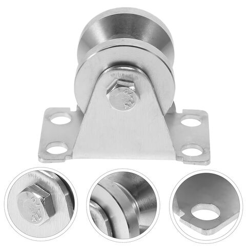 Ciieeo الفولاذ المقاوم للصدأ بكرة مزدوجة محامل الأسطوانة للأبواب المنزلقة عجلة بكرة معدنية شديدة التحمل للمسار والكابل استخدام 2-Pack in Kuwait