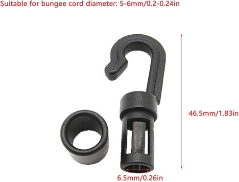 30 Pack Bungee Cord Hooks 1/4 Inch Elastic Bungee Shock Cords Ends Hook for 3/16 inch to 1/4'' Elastic Shock Cord Nylon Stretch String Kayak Bungee Rope Roll Deck Camping Backpacking Tarp in Saudi Arabia