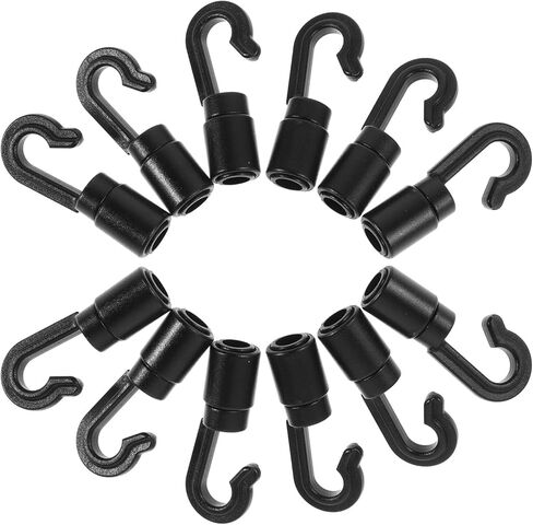 30 Pack Bungee Cord Hooks 1/4 Inch Elastic Bungee Shock Cords Ends Hook for 3/16 inch to 1/4'' Elastic Shock Cord Nylon Stretch String Kayak Bungee Rope Roll Deck Camping Backpacking Tarp in Saudi Arabia