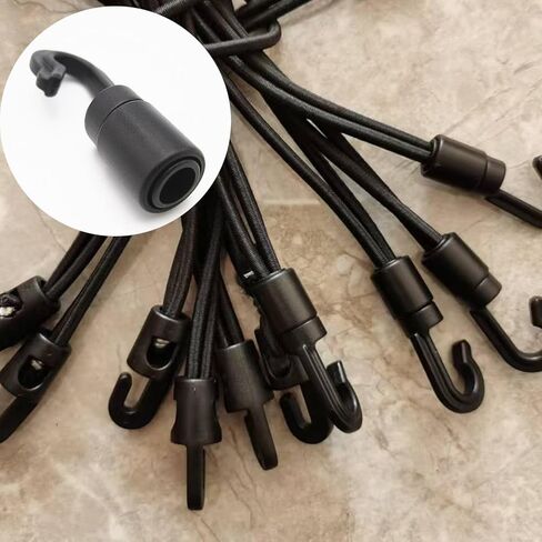 30 Pack Bungee Cord Hooks 1/4 Inch Elastic Bungee Shock Cords Ends Hook for 3/16 inch to 1/4'' Elastic Shock Cord Nylon Stretch String Kayak Bungee Rope Roll Deck Camping Backpacking Tarp in Saudi Arabia