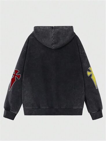 SHENHE Men's Y2k Zip Up Hoodie Cross Graphic Long Sleeve Punk Goth Streetwear Hooded Sweatshirt in Saudi Arabia