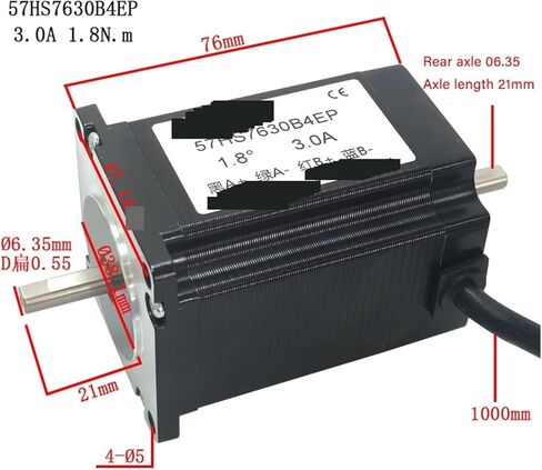 Stepper Motor NEMA23 2-Phase 4 Wire fuselage Length 76mm 1.8Nm .8Degree 3A Shaft 6.35mm Single/Double 57HS7630A4EP/B4EP in Kuwait