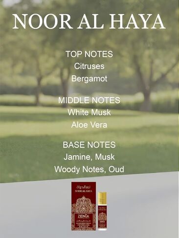زيت عطري زينيا نور الحياة - 6 مل / 0.2 أونصة | زيت عطري منعش برائحة المسك الزهري يدوم طويلاً وخالي من الكحول مع الحمضيات والياسمين والصبار والعود. in Kuwait