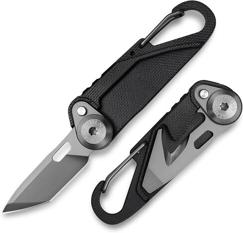 TACRAY Vinto 5-in-1 Small Pocket Knife – Ultra-Light Compact Multitool with Utility Knife, Seatbelt Cutter, Bottle Opener, Flathead Screwdriver & Keyring Attachment for Everyday Carry (Black) in Kuwait