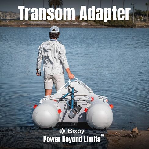 Bixpy Transom Adapter for K-1 Motor – Heavy-Duty Adjustable Depth Boat Mount with Tiller Steering Handle, Saltwater-Resistant Design for Kayaks, Dinghies, Inflatable Boats & Small Watercraft in Saudi Arabia