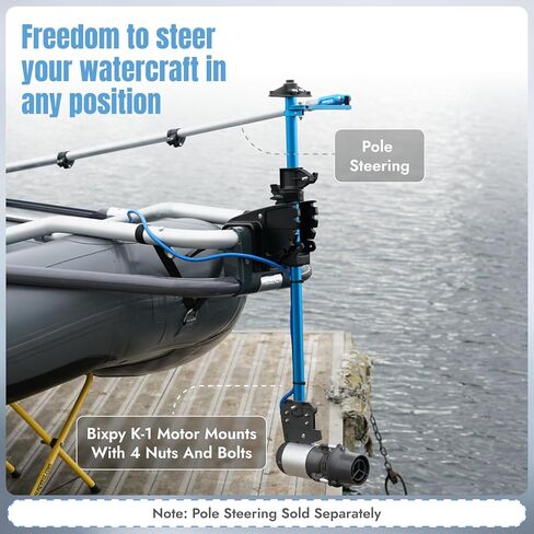 Bixpy Transom Adapter for K-1 Motor – Heavy-Duty Adjustable Depth Boat Mount with Tiller Steering Handle, Saltwater-Resistant Design for Kayaks, Dinghies, Inflatable Boats & Small Watercraft in Saudi Arabia