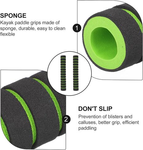 مقابض مجداف الكاياك قطعتان من مقابض مجداف الكاياك غير قابلة للانزلاق، أغطية قضبان الكاياك، ملحقات قوارب الكاياك لقوارب الكاياك (أخضر) ملحقات قوارب الكاياك 22 سم in Kuwait