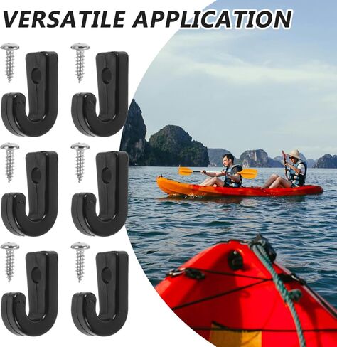 balacoo Outdoor Canoe J-Type Hooks 6-Pack Lightweight Kayak Accessories with Screws Multi-Function Bungee Tie Down Replacement for Kayak and Canoe Gear in Saudi Arabia