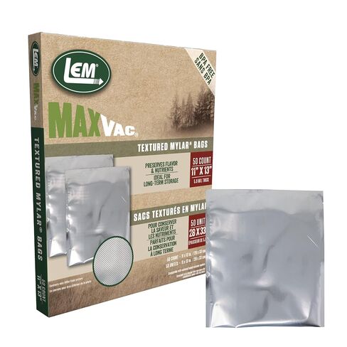 منتجات LEM أكياس مكنسة كهربائية MaxVac من مايلر، خالية من مادة BPA، لتخزين الطعام على المدى الطويل، 11 × 13 بوصة، 50 قطعة in Saudi Arabia