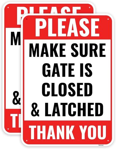 2PC Close And Latch Gate Signs, 10 x 7 Inches - Aluminum - Keep Gate Closed And Locked Sign in Saudi Arabia