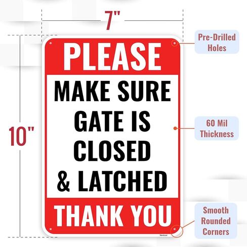 2PC Close And Latch Gate Signs, 10 x 7 Inches - Aluminum - Keep Gate Closed And Locked Sign in Saudi Arabia