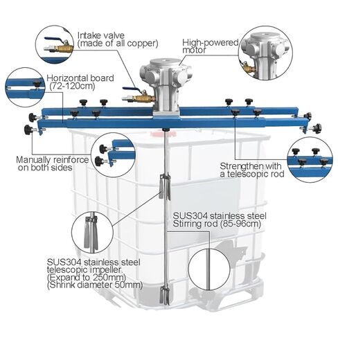 Pneumatic Paint Mixer, IBC Air Agitators, 265 Gallon Bracket Mixer, Paint Stirring Machine Mix Tool, Folding Propeller, for Ink Dissolver Agitator in Saudi Arabia