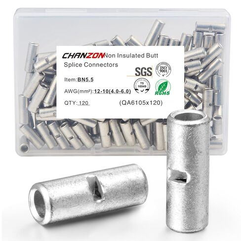 طقم موصلات مؤخرة غير معزولة 250 قطعة من Chanzon 22-18، 16-14، 12-10AWG سميكة 0.8 مم - 1 مم طرفية لقياس الأسلاك محطات تجعيد الطويق متنوعة BN1.25 BN2 BN5.5 نحاس in Kuwait