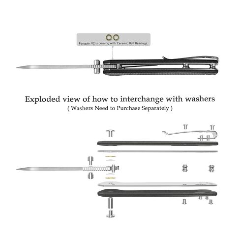 حشية غسالة سكاكين الجيب QSP EDC، حشية غسالات دبوس محورية Meson Shim، خاصة بـ Penguin V2 قابلة للتبديل ووسادة سكاكين قابلة للطي، 0.5 × 10 × 5 مم برونزي و0.68 × 8 × 5 مم تيفلون، عبوة من 4 قطع in Kuwait