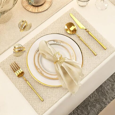Chris.W 12Pcs Moon and Star Napkin Rings for Eid al-Fitr Ramadan Decorations, Hollow Metal Napkin Holders for Eid al-Adha Table Setting, Muslim Festival Party Dinner Decor Table Accessories (Gold) in Saudi Arabia