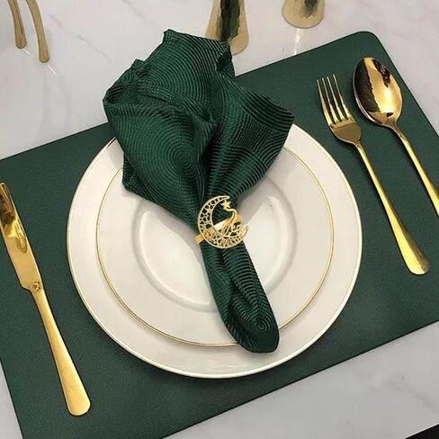 Chris.W 12Pcs Moon and Star Napkin Rings for Eid al-Fitr Ramadan Decorations, Hollow Metal Napkin Holders for Eid al-Adha Table Setting, Muslim Festival Party Dinner Decor Table Accessories (Gold) in Saudi Arabia