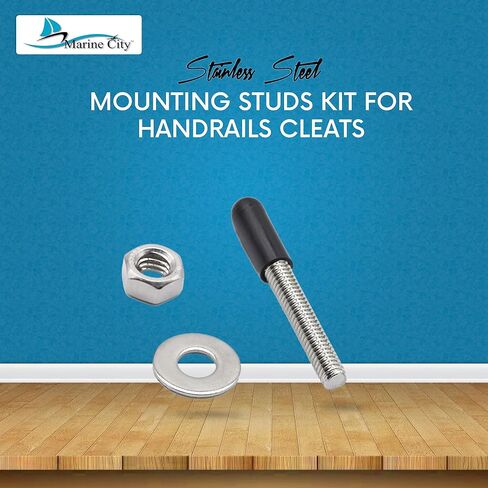 MARINE CITY Mounting Studs Kit for Handrails, Cleats, 304 Grade Stainless Steel, 5/16 x 2-9/16 Inches,Corrosion-Resistant, Includes Washers, Nuts, and Plastic Caps in Saudi Arabia