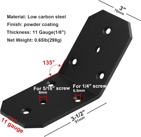 6 Pack 3-1/2" x 3" Flush Inside 45 Degree Angle Bracket for 4x4 Nominal Wood Posts in Saudi Arabia