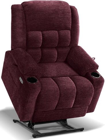 EONIX Wide Lay Flat Power Lift Recliner Chair for Elderly, Oversized Electric Recliner Lift Chair for Adults with Heat and Massage, Cup Holders, 400lbs Heavy Duty, Coffee in Saudi Arabia