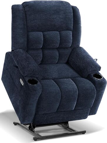 EONIX Wide Lay Flat Power Lift Recliner Chair for Elderly, Oversized Electric Recliner Lift Chair for Adults with Heat and Massage, Cup Holders, 400lbs Heavy Duty, Coffee in Saudi Arabia