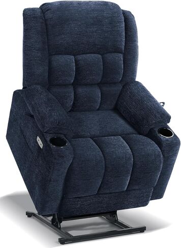 EONIX Wide Lay Flat Power Lift Recliner Chair for Elderly, Oversized Electric Recliner Lift Chair for Adults with Heat and Massage, Cup Holders, 400lbs Heavy Duty, Coffee in Saudi Arabia