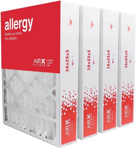 مرشحات AIRX الهواء النظيف الشرير. متوافق/بديل لفلتر هواء الفرن 16x25x5 MERV 11 HVAC AC هانيويل FC100A1029 CF200A1008 CF200D1625، عبوة من 4 قطع للحساسية، صنع في الولايات المتحدة الأمريكية in Saudi Arabia