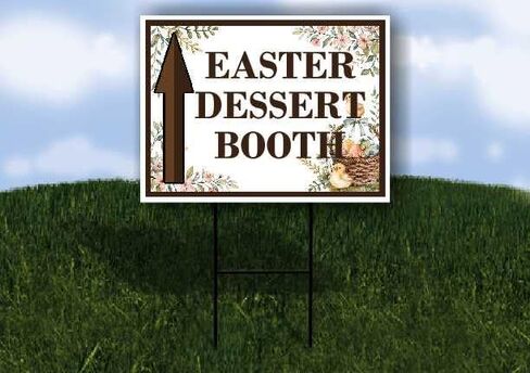 Easter Dessert Booth Easter Spring Vintage Chicks Eggs Basket Brown Up Arrows A-Frame Single Sided 23x23 in. sign in Saudi Arabia