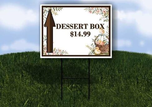 Dessert Box $14.99 Easter Spring Vintage Chicks Eggs Basket Brown Up Arrows A-Frame Single Sided 23x23 in. sign in Saudi Arabia
