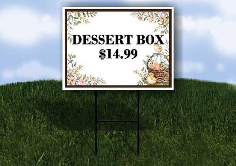 Dessert Box $14.99 Easter Spring Vintage Chicks Eggs Basket Brown Up Arrows A-Frame Single Sided 23x23 in. sign in Saudi Arabia