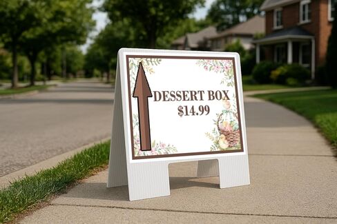 Dessert Box $14.99 Easter Spring Vintage Chicks Eggs Basket Brown Up Arrows A-Frame Single Sided 23x23 in. sign in Saudi Arabia