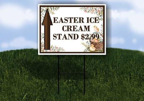Easter Ice Cream Stand $2.99 Easter Spring Vintage Chicks Eggs Basket Brown Directional Arrows A-Frame Double Sided 23x23 in. sign in Saudi Arabia