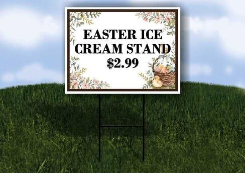 Easter Ice Cream Stand $2.99 Easter Spring Vintage Chicks Eggs Basket Brown Directional Arrows A-Frame Double Sided 23x23 in. sign in Saudi Arabia