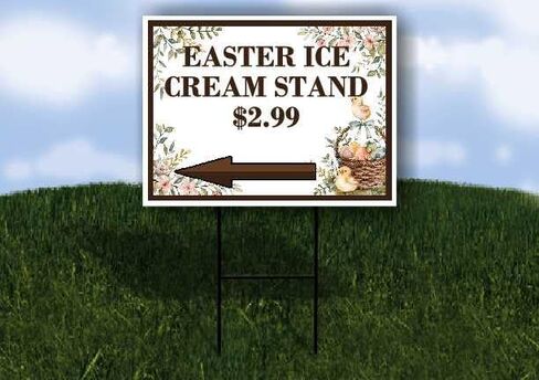 Easter Ice Cream Stand $2.99 Easter Spring Vintage Chicks Eggs Basket Brown Directional Arrows A-Frame Double Sided 23x23 in. sign in Saudi Arabia
