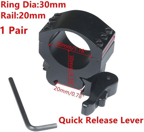 MIZUGIWA Scope Mount 1inch/30mm Ring QD Mount Heavy Duty 6 Bolts 20mm Picatinny Rail in Saudi Arabia