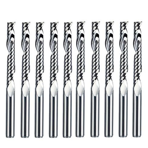 10 قطعة 1/8 بوصة عرقوب كربيد التنغستن نهاية مطحنة واحدة الناي دوامة نهاية مطحنة كربيد التنغستن النقش بت التوجيه باستخدام الحاسب الآلي قاطعة المطحنة (3.175x32x55) in Kuwait