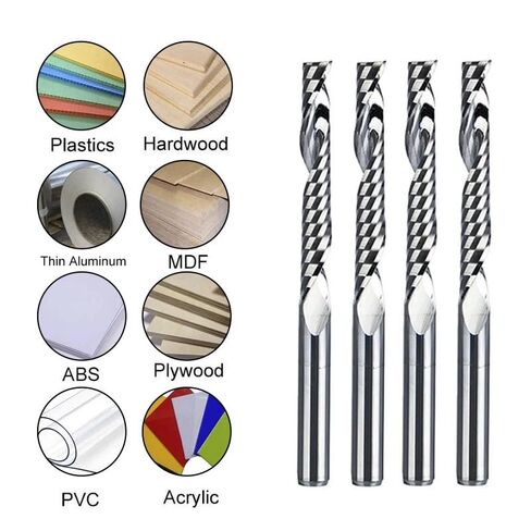 10pcs 1/8 Inch Shank Tungsten Carbide End Mill Single Flute Spiral End Mill Tungsten Carbide Engraving Router Bits CNC Milling Cutter(3.175x32x55) in Saudi Arabia