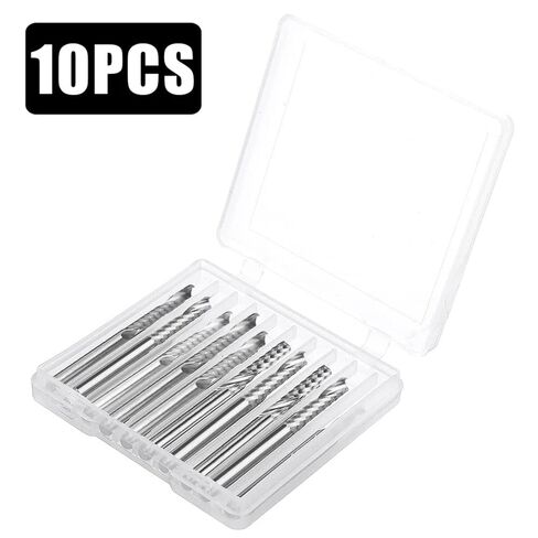 10pcs 1/8 Inch Shank Tungsten Carbide End Mill Single Flute Spiral End Mill Tungsten Carbide Engraving Router Bits CNC Milling Cutter(3.175x32x55) in Saudi Arabia