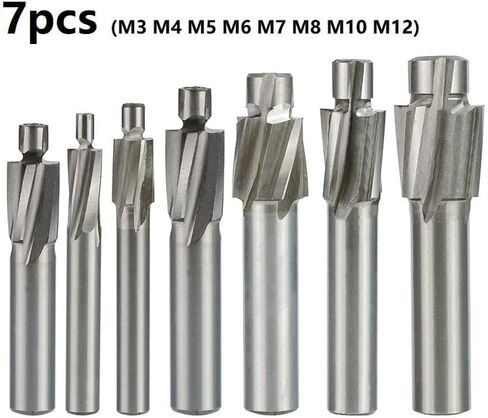 7 قطعة/المجموعة نهاية قاطعة الطاحونة الحفر لقم تفريز HSS Counterbore نهاية مطحنة M3-M12 الطيار الشق أداة قاطعة المطحنة غاطسة نهاية المطاحن راوتر بت in Kuwait
