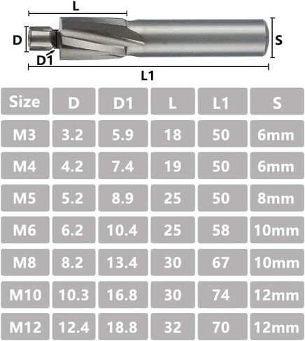 7 قطعة/المجموعة نهاية قاطعة الطاحونة الحفر لقم تفريز HSS Counterbore نهاية مطحنة M3-M12 الطيار الشق أداة قاطعة المطحنة غاطسة نهاية المطاحن راوتر بت in Kuwait