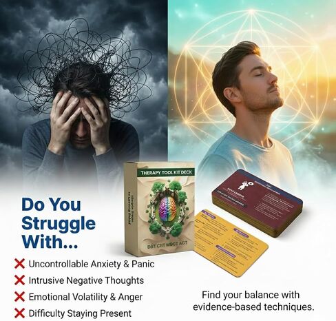 Therapy Cards for Adults & Teens: 4-in-1 DBT, CBT, ACT & MBCT Deck – Coping Skills Flashcards for Anxiety, Trauma & Stress Relief – Dialectical Behavior Therapy Tools for Therapists & Self Care in Kuwait