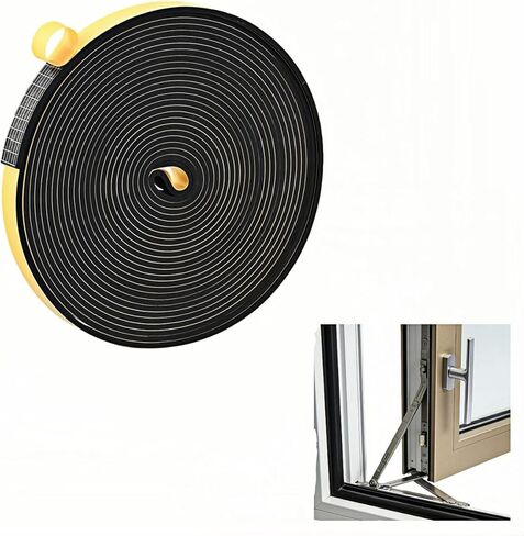 شريط إسفنجي متين لختم الطقس: لاصق قوي، تقليل الضوضاء وتوفير الطاقة، مادة إسفنجية CR عالية الكثافة، 1/2 بوصة × 1/4 بوصة × 13 قدم للأبواب والنوافذ والتيار المتردد - شريط ختم سهل التقشير واللصق in Kuwait