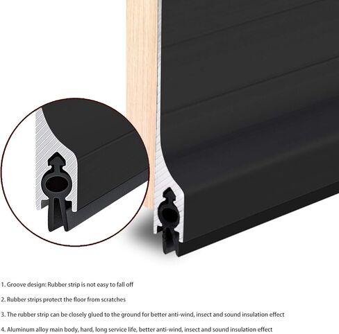 سدادة باب مقاس 42 بوصة مكونة من قطعتين من شريط إغلاق معدني للفئران من الأسفل، حاجز معدني، ماوس من الألومنيوم بارتفاع 2 بوصة، 2 بوصة × 42 بوصة أسود in Kuwait